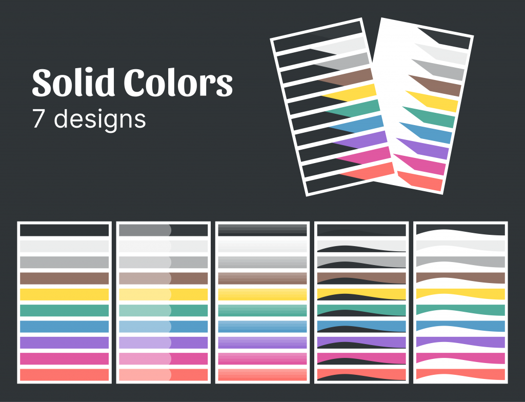 7 different solid color Notion cover designs
