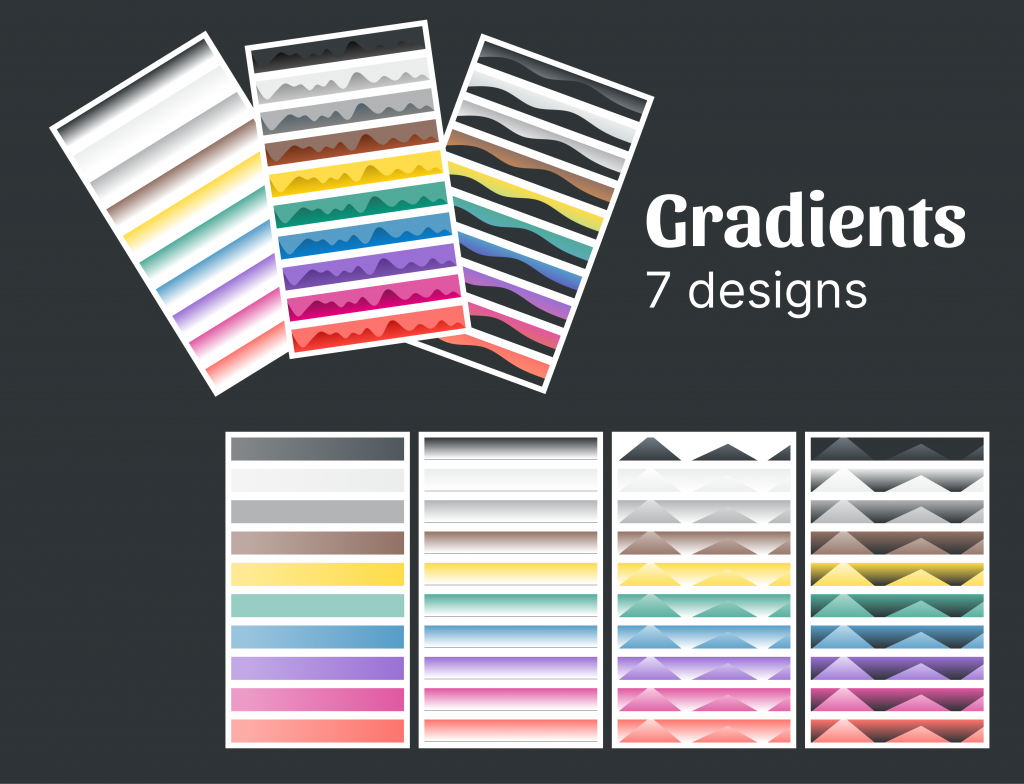 7 different gradient Notion cover designs