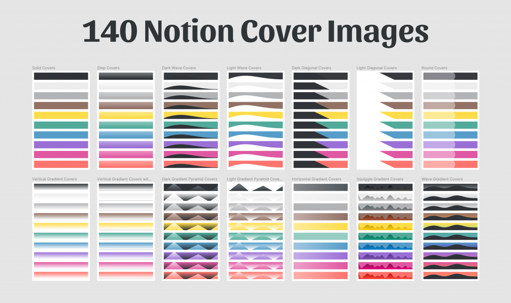 A free pack of 140 different Notion cover images