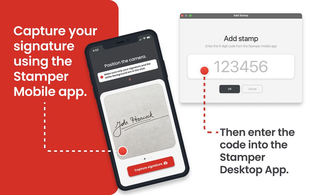 Add a signature using the Stamper mobile app