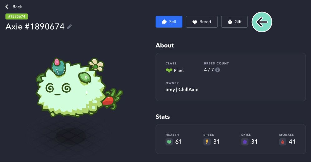 Gifting an axie transfers it to another account (for free, no gas)