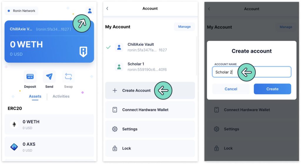 How to create a new Ronin account for your scholar
